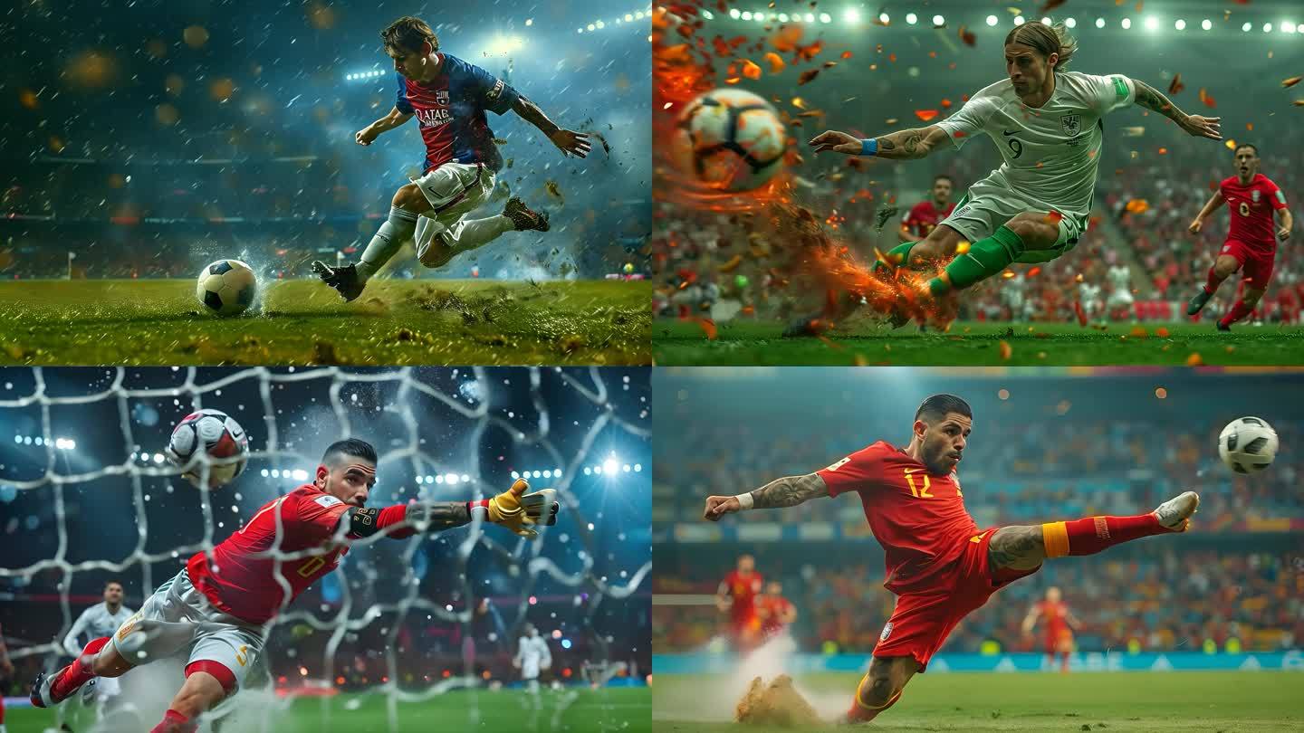 欧洲足球比赛现场激情四溢，球员百分百